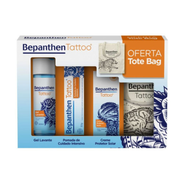 Bepanthen Tattoo Gel Lavante 200ml + Pomada 100g + Creme Protector Solar 50ml + Oferta Tote Bag